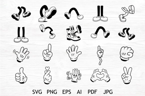 Cartoon Hands Legs SVG Bundle for Graphics and Crafts