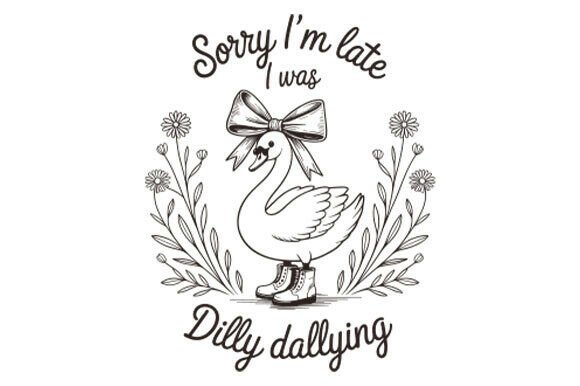 Dilly Dallying Goose Retro Floral Graphics