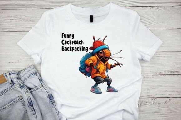 Funny Cockroach Dancing Backpacking Png for Crafts and Graphics