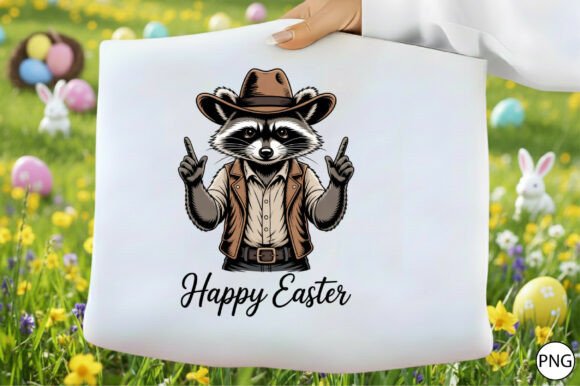 Funny Easter Raccoon Cowboy PNG for Graphics and Crafts