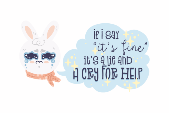 Funny Sad Bunny, Cry for Help Graphics for Crafts