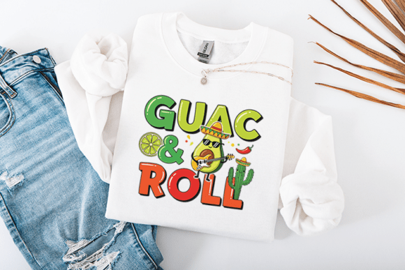 Guac and Roll Funny Avocado Fiesta Graphics for Crafts