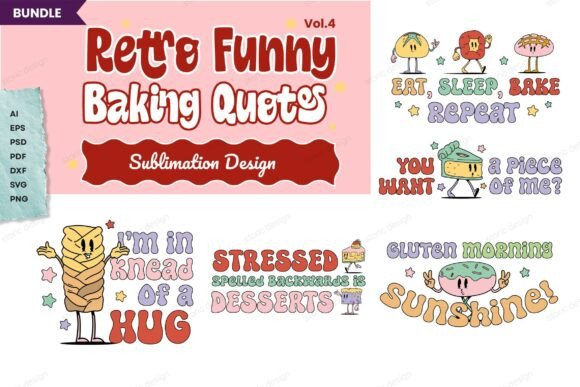 Retro Funny Baking Sublimation Graphics for Crafts