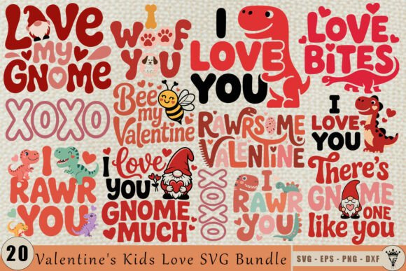 Valentine Kids Love SVG Bundle for Crafts and Graphics